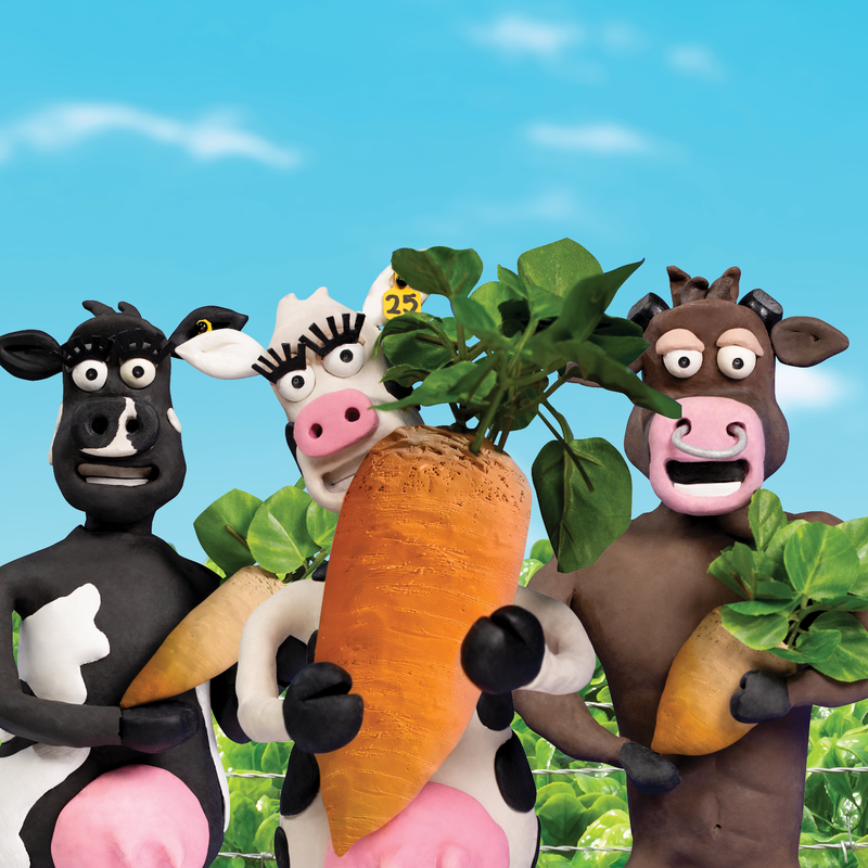 RAGT NZ cow characters with carrots