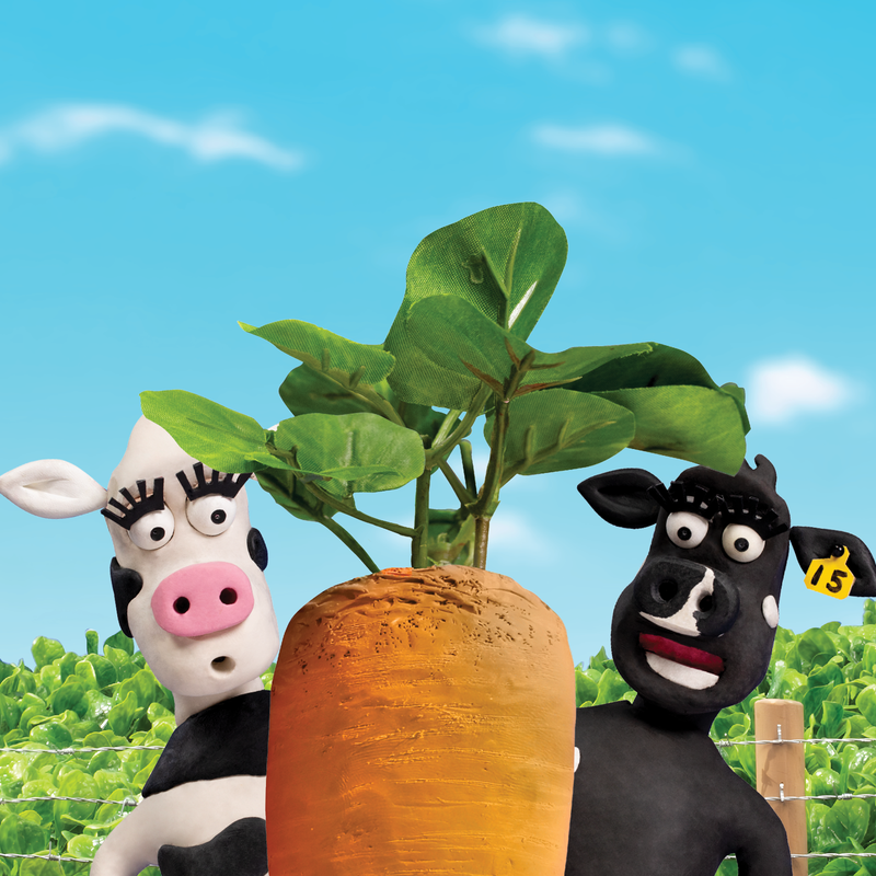 RAGT NZ cow characters with giant carrot