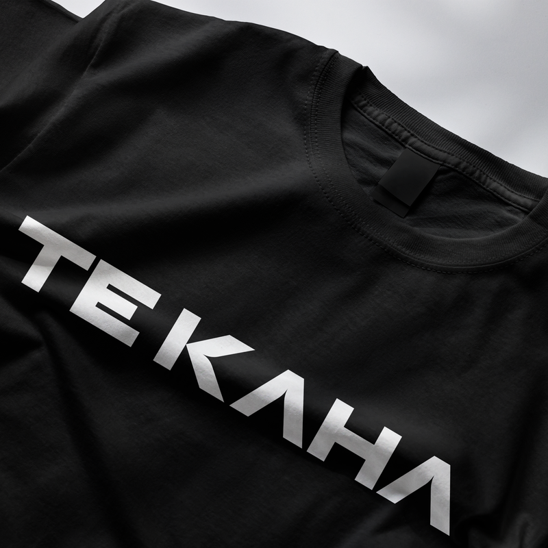 Te Kaha brand on black t-shirt
