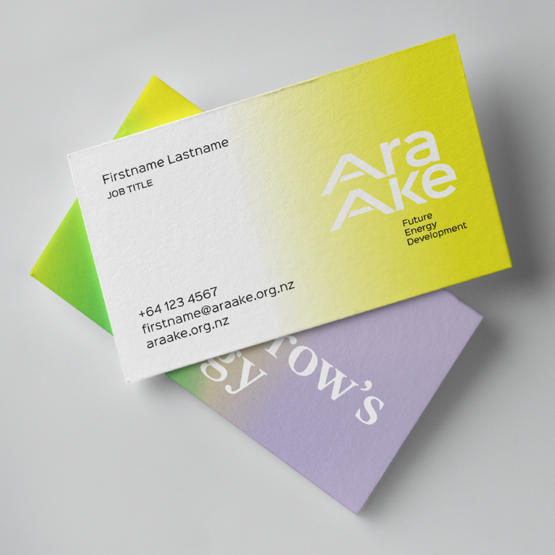 Front side of Ara Ake business card