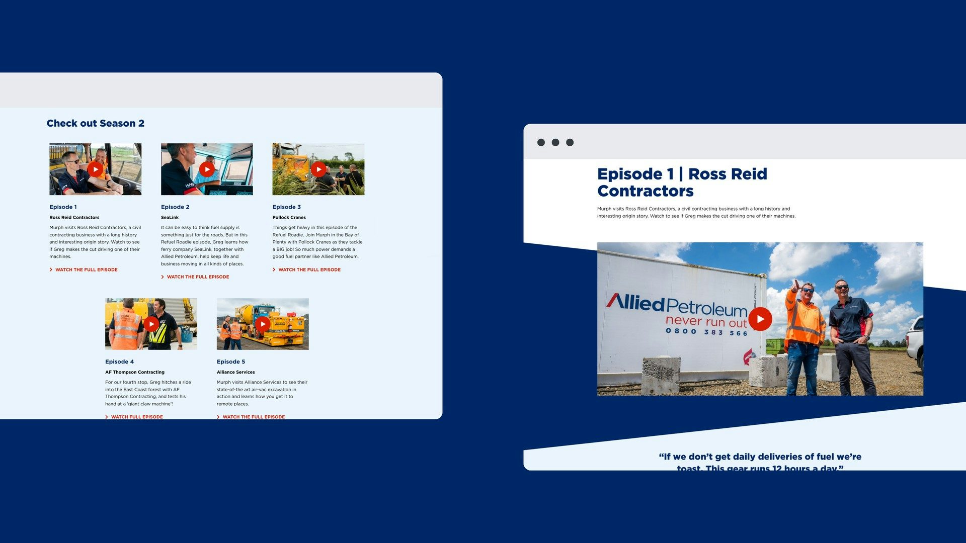 Allied Petroleum Refuel Roadie website visual