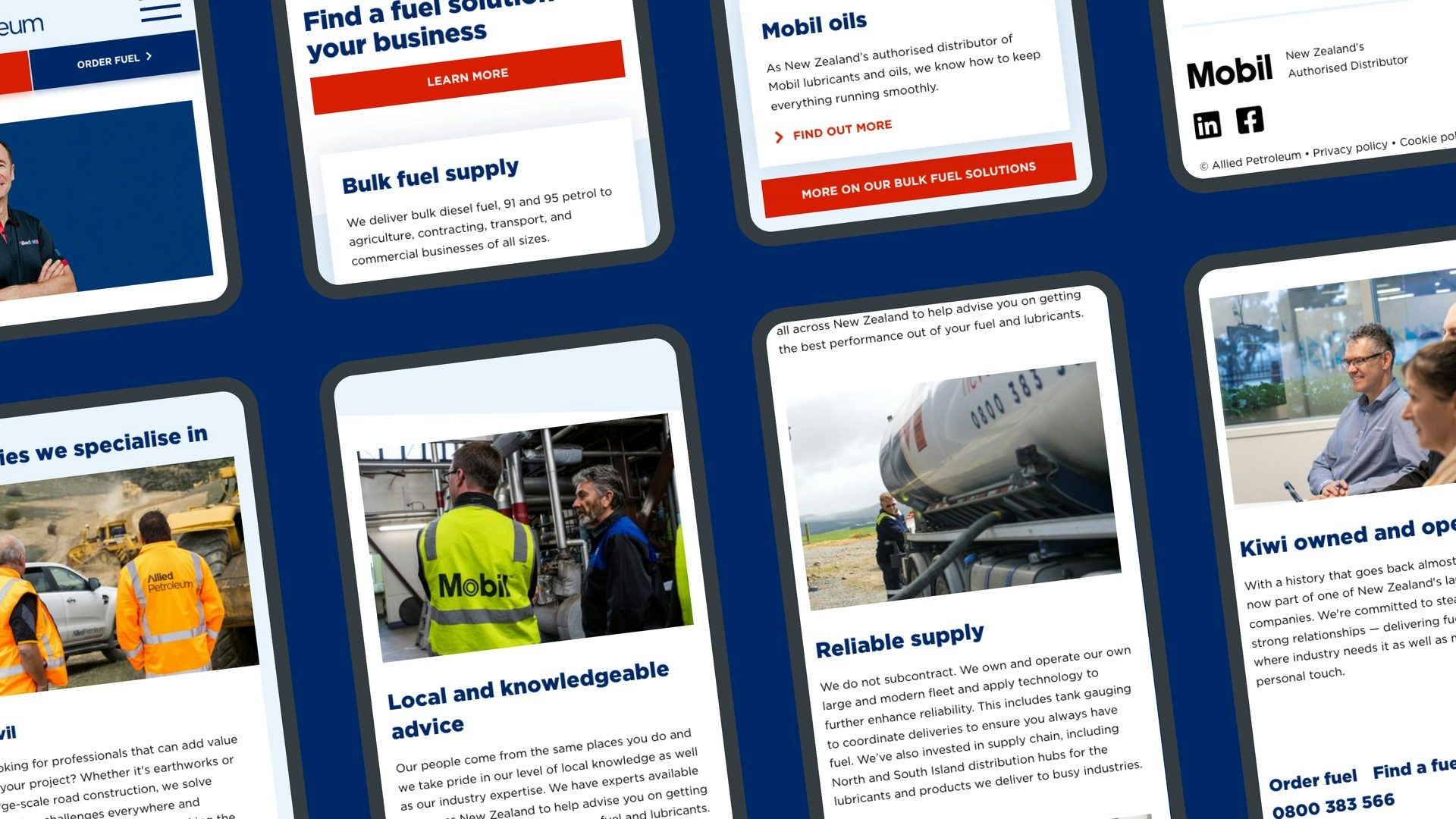 Allied Petroleum website page visuals