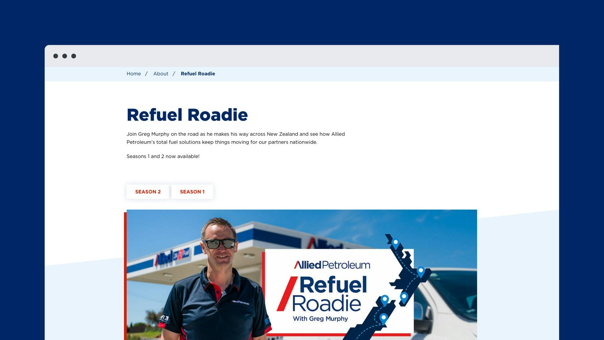 Allied Petroleum Refuel Roadie website visual