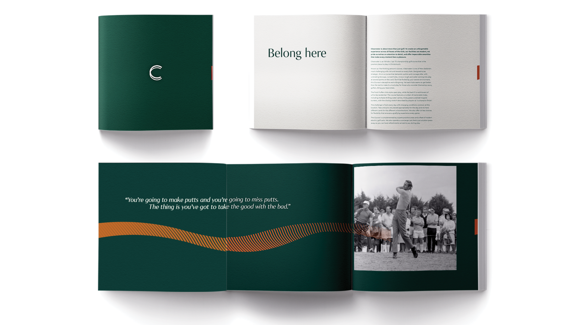 Concept of a Clearwater Golf branded booklet